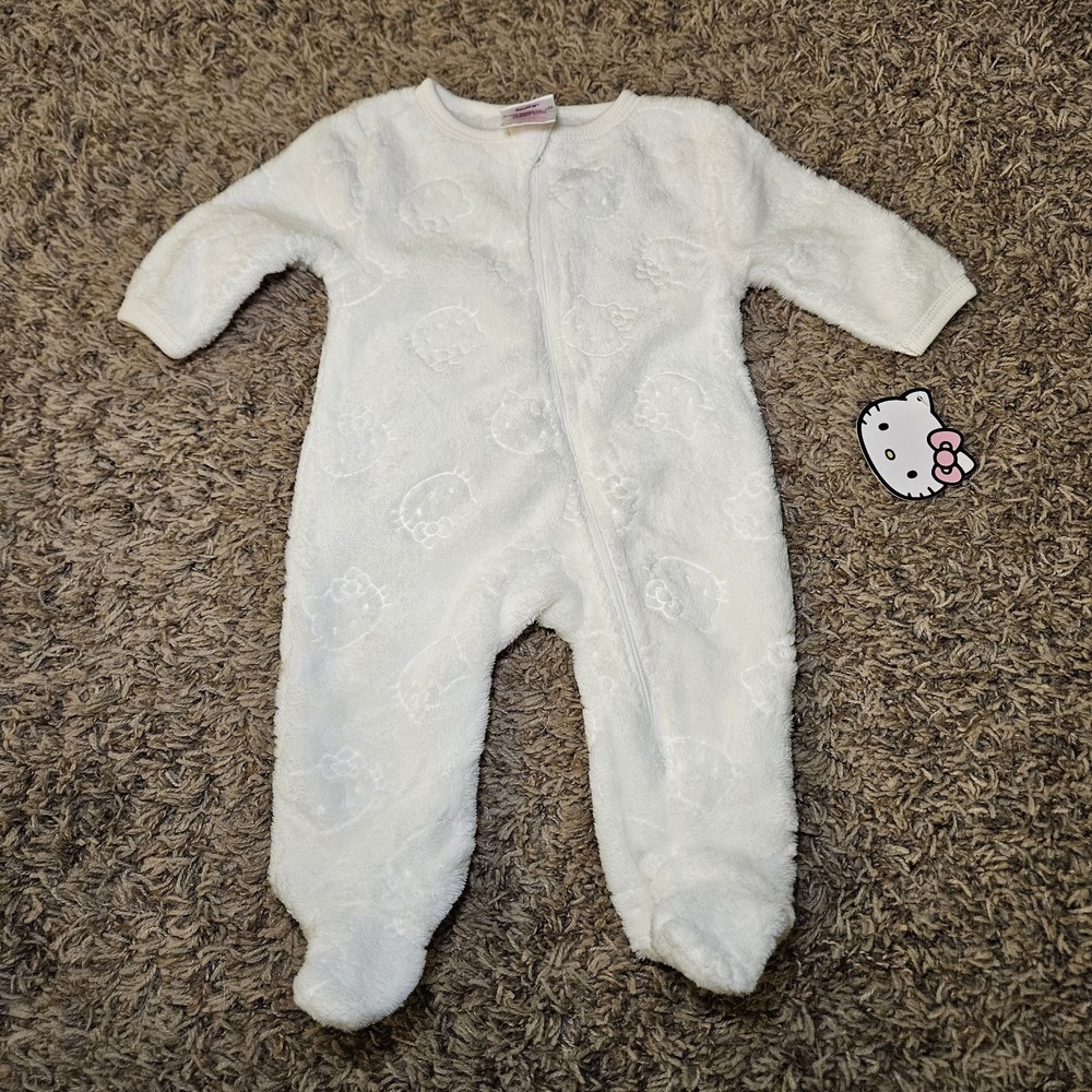 Hello Kitty Sanrio Baby Long Sleeve‎ White Soft Footie Pajama Size 3 Months NWT